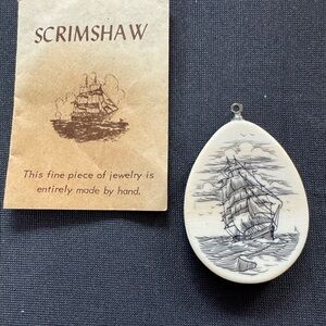 Scrimshaw Pendant with Ship Design